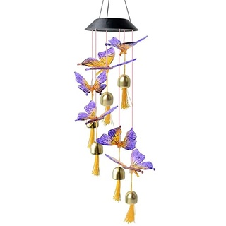 LED siebenfarbige Solar-Leuchte, Schmetterling Wind Glockenspiel Licht, dekoratives Licht, als Geschenk für Familie und Freunde, geeignet für romantische Höfe, Balkone und Gärten (Glocke Stil)