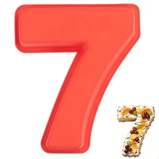 Sxingh Silikon Backform Zahl 7 Groß, Antihaftige 3D Number Cake Backform, DIY Kuchenform für Kindergeburtstag, Hochzeit, Jubiläum, Geburtstagstorte Backen
