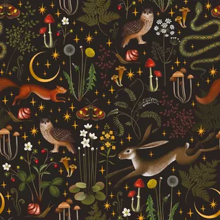 VEELIKE Tapete Wald Fototapete Selbstklebend Tapete Kinderzimmer 44.5 cm x 900 cm Mustertapete Klebefolie Blumen Schwarz Tapeten Wohnzimmer Muster Möbelfolie Küche Klebetapete Kindertapete Entfernen