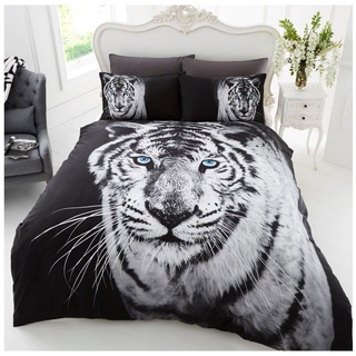 GC GAVENO CAVAILIA Wildlife Duvet Cover Sets, 3D Animal Bedding Set, Soft & Cosy Breathable Comforter Covers White Tiger, King Size