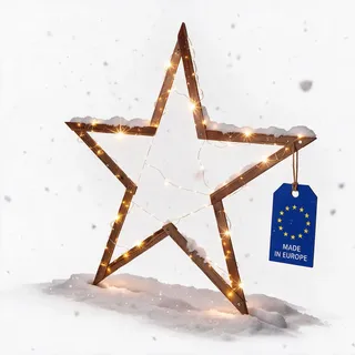 MODO24 MODOSTAR DIY 2D Weihnachtsstern Set Holz 139 cm Braun Imprägniert | FSC-Kiefernholz Stern-Bausatz 2D, 139 cm breit, Braun gebeizt, klappbare Outdoor-Weihnachtsdeko für Garten und Terrasse