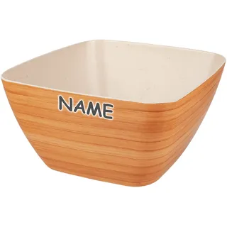 alles-meine.de GmbH Geschirr Motiv & Artikel wählbar Müslischale/Salatschüssel/Suppenschüssel - Holz Muster - inkl. Name - 850 ml / 0,85 Liter - 4 eckig/quadratisch/r..