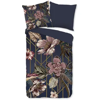 PURE luxury collection Jos Blume Blau 135 x 200 cm + 2 x 80 x 80 cm