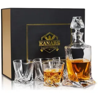 LuxusKollektion Gläser-Set Whisky Karaffe und Gläser Set 800 ml Kristall Whiskey Dekanter beige