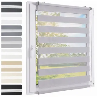 Doppelrollo Klemmfix ohne Bohre verdunkelnd Fensterrollo Seitenzugrollo Grau, Sekey, Klemmfix, für Fenster und Tür, freihängend mit Klemmträger, Seitenzugrollo grau 90 cm x 100 cm