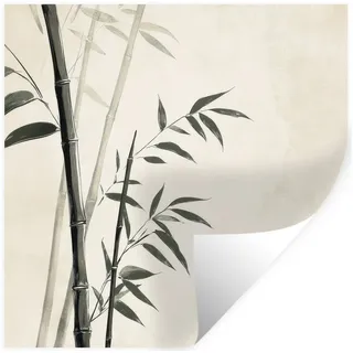 MuchoWow Wandsticker Japandi - Bambus - Beige (1 St), Wandaufkleber, Selbstklebend, Wohnzimmer, 50x50 cm beige 50 cm x 50 cm x 0.1 cm