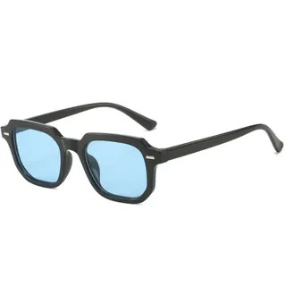 JRLLFD Vintage Sonnenbrille mit Schildpatt-Nieten, rechteckig, für Damen und Herren, quadratische Sonnenbrille mit blauen Gläsern, C6, Einheitsgröße - Einheitsgröße