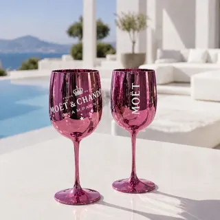 Pinke Champagnergläser 2er Set aus Acryl – Bruchsichere Sektgläser – Wiederverwendbar & elegant – passend für Moët & Chandon - Rosa