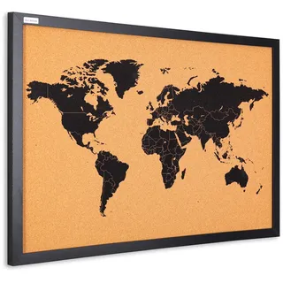 ALLboards Korktafel WELTKARTE 60 x 40 cm Schwarz