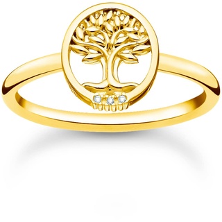 THOMAS SABO Damen Ring Tree of Love mit weißen Steinen Gold 925 Sterlingsilber, 750 Gelbgold Vergoldung TR2375-414-14