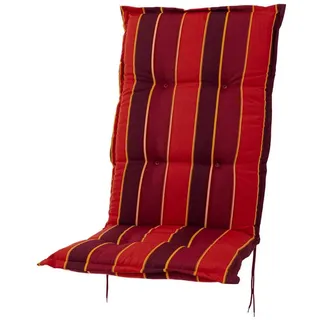 Sun Garden Hochlehnerauflage Hochlehner Naxos 20208-3 terracotta-rot gestreift118x49x6 cm SG, (1 St), Halteband verstellbar mit Bindebändern rot