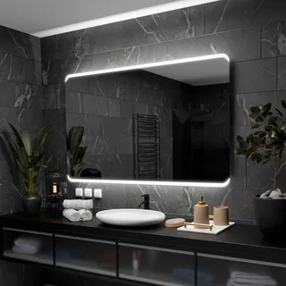 Badspiegel mit LED Beleuchtung - Modena - 120 cm, 80 cm - Silber