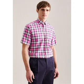 seidensticker Businesshemd Regular Regular 1/2 Button-Down-Kragen Karo rosa M (39)