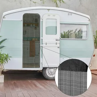Bestlivings Fadengardine 56x185cm, Fadenvorhang für Wohnwagen in Schwarz
