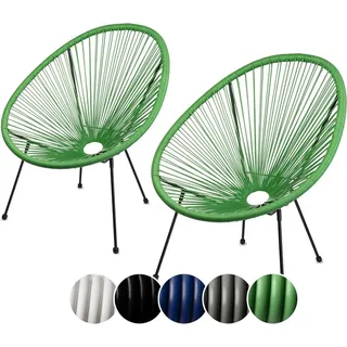 sunnypillow Gartenstuhl Acapulco, gemütlicher Loungesessel für Terrasse, Garten, 2 Stück Grün grün