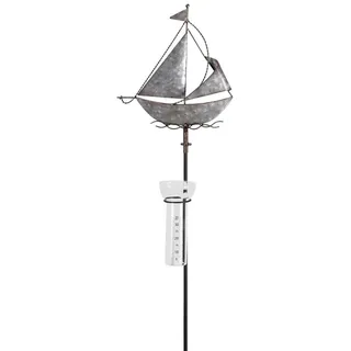 itsisa Regenmesser Gartenstecker Segelschiff H:130 cm aus Zink - Deko Niederschlagsmesser maritim, Schiff, Küste, Maritime Gartendeko Segelboot, Metalldeko