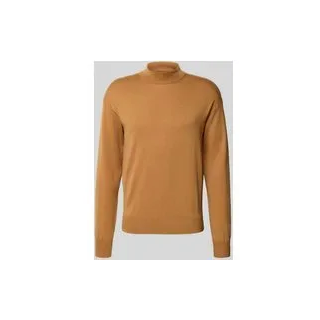 Strickpullover mit gerippten Abschlüssen, Camel, L