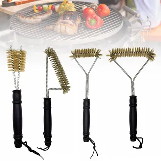 4 Stück Grillbürste Messing Messingbürste Grill Grillbürste für Gussrost | Messing Grillbürste Grill Bürste Ofenbürste für Grillrost Holzkohlegrill Gusseisengrills Gasgrill