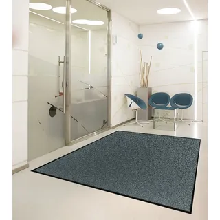 Premium Schmutzfangmatte Blau meliert 150x240cm | ECONYL® Recycling-Technologie | Waschbar 60°C | Nitrilgummi-Rücken | Made in EU | Gewerbe-Fußmatte für Hochfrequenzbereiche