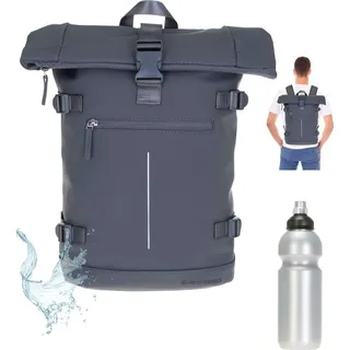 Rucksack Herren Roll Top Kurierrucksack Laptoprucksack New Rebels William groß A4 Geheimfach Anti-Theft Freizeitrucksack 511306 38 Grau Asphalt Gr... - Grau