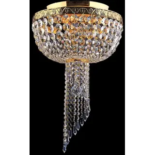 JVmoebel Kronleuchter Luxuriöser Kristall-Lüster in Gold mit filigranem Design, Leuchtmittel wechselbar, Made in Europa goldfarben