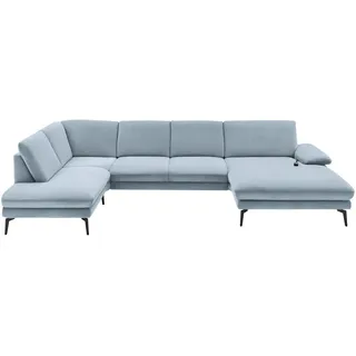 Dieter Knoll Wohnlandschaft, Hellblau, Metall, 4-Sitzer, U-Form, 344x208 cm, Fußauswahl, Stoffauswahl, Sitzqualitäten, seitenverkehrt erhältlich, Hocker Rücken echt, individuell planbar, Wohnzimmer, Sofas & Couches, Wohnlandschaften, Wohnlandschaften in U-Form