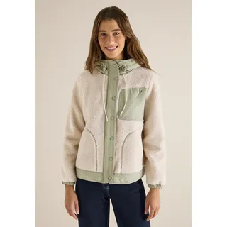 Fellimitatjacke CECIL, Damen, Gr. XXL (46), beige (teddy vanilleweiß), Stoff, Obermaterial 1: 100% Polyester. Obermaterial 2: 100% Polyester, Futter: 100% Polyester, comfort fit normal, ohne Ausschnitt, elastischer Bund, Jacken, mit Kapuze