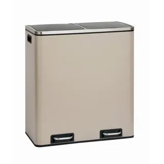 SVITA Mülltrennsystem, Tretmülleimer 2x 30L Stahl Taupe braun 60 l | 57 cm x 65 cm x 31 cm