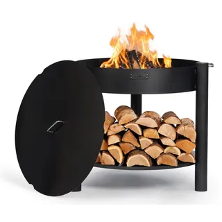 SET: Hohe Feuerschale „MONTANA“ 80 cm mit Grillplatte 78 cm (4 Griffe) und Grillrost 37 cm