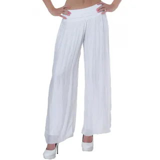 Caspar KHS010 Damen Elegante Lange Marlene Hose Hosenrock mit Seidenanteil und hohem Stretch Bund, Farbe:Weiss, Größe:S-M - S-M