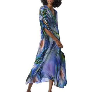LikeJump Damen Hippie Kaftan Knielang Strandkleid Bikini Cover-up Badeanzug Kleidung Schnelltrocknend - Einheitsgröße