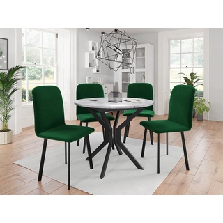 MIRJAN24 Essgruppe MB 3, (5er-Set, Tisch Dione M + 4x Stühle Luke), Ausziehbarer grün