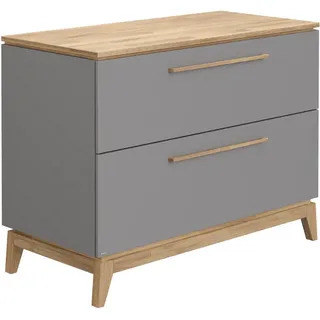 Paidi Wickelkommode Sten, Grau, Holz, Eiche, massiv, 2 Schublade(n) Schubladen, 123.3x92.1x57.2 cm, Blauer Engel, Goldenes M, Babymöbel, Wickelkommoden & Zubehör, Wickelkommoden