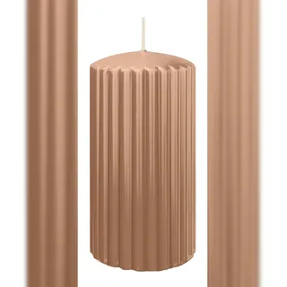 Wiedemann Kerzen Rillen Kerzen 150 x Ø 80 mm 4 Stück Beige/Bronze