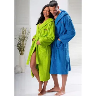 KangaROOS Unisex-Bademantel Cassidy, für Damen & Herren, Standardlänge & Überlänge, Langform, Walkfrottee, Kapuze, Gürtel, mit Taschen, Männer und Frauen, Baumwolle, Reise, Hotel, Sauna, S-3XL blau XXXL | 125 cm