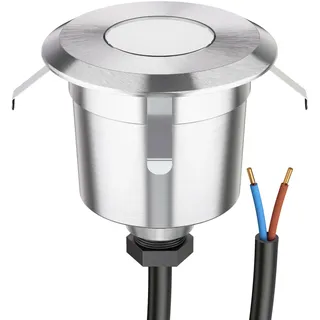 ledscom.de Bodeneinbaustrahler Edelstahl 60 mm Ø 5,6 cm IP65 2er Set weiß