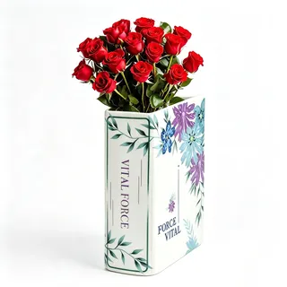 IBEQUEM Keramik-Vase in Buchform, Lila Blüten | Bücher Vase Dekoration für Bücherregale und Tischplatten, Blumenvasen für Zuhause und Büro