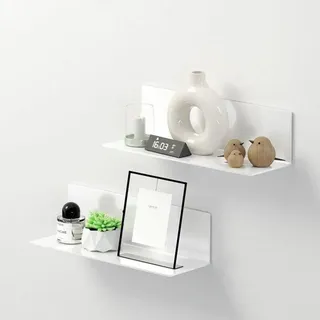 Famanu Wandregal Set 2 Stück - Selbstklebende, weiße Regale, 40 cm breit
