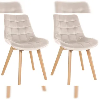 CLP Esszimmerstuhl Brook Samt creme 2er Set