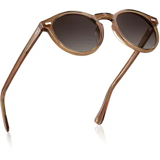 Carfia Sonnenbrille Herren Polarisiert, Retro Rund Acetat-Rahmen, UV 400