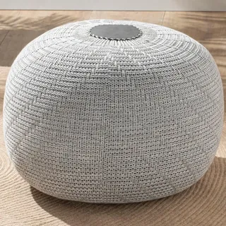 ENGLISH HOME Pouf Hocker, Rund Sitzpouf, Sitzhocker, Sitzpuff, Fußhocker, Strick Puff Hocker für Wohnzimmer, Schlafzimmer, Strickhocker Pouf, 37 x 50 cm, Grau