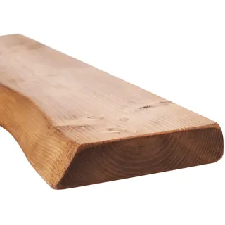 MoonTree rustikales Wandregal, lebendiger Rand, 200 cm x 16 cm x 3.8 cm, dunkle Eichenoptik