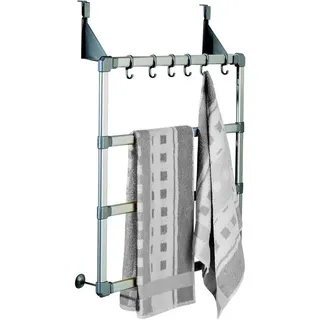 Ruco Handtuchhalter für Tür, Duschkabine und Wand, Handtuchstange, Ohne Bohren, Duschkabinentrockner, Made in Germany grau|silberfarben