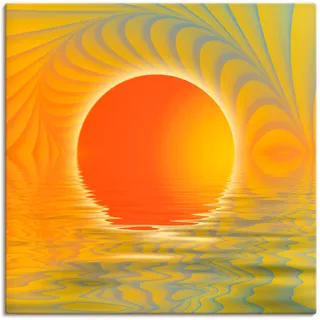 Wandbild ARTLAND "Abstrakter Sonnenuntergang" Bilder Gr. B/H: 70 cm x 70 cm, Leinwandbild Muster quadratisch, 1 St., orange Kunstdrucke