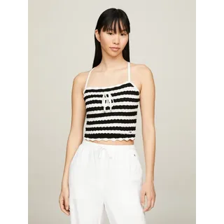 Tommy Jeans Spaghettitop TJW CROCHET STRIPE TOP schwarz XS (34)