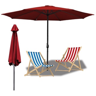 Clanmacy Sonnenschirm 3m Sonnenschirm Marktschirm mit Handkurbel UV40+ Outdoor-Schirm Terrassen Gartenschirm rot