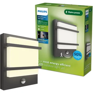 Philips Außenwandleuchte Aluminium 22,7 cm inkl. Bewegungsmelder anthrazit