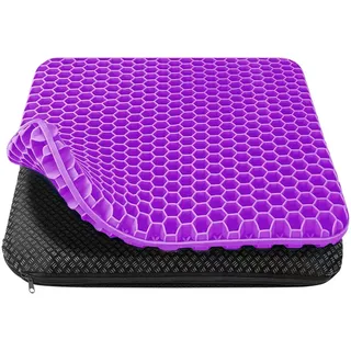 Sitzkissen bürostuhl,Orthopädisches Gel Sitzkissen für Bürostuhl und Auto | Weich und Bequem, mit Waschbarem Rutschfestem Bezug ,Violett, 43cm*39cm*4cm