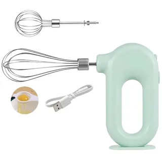 Elektrischer Schneebesen - Grün Handmixer Kabellos,Schneebesen Elektrisch,USB Mini Handmixer Akku mit 2 Schneebesenaufsätzen für Küche Backzubehör Sahne Schlagen