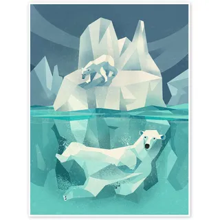 Posterlounge Eisbären Poster | 30 x 40 cm von Dieter Braun Blau Wandbilder Wanddeko